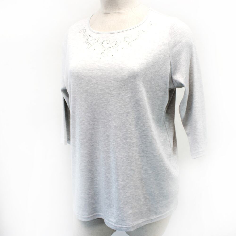 Quacker Factory Plus Gray Valentine's Day Studs Shirt Top Tunic 3X
